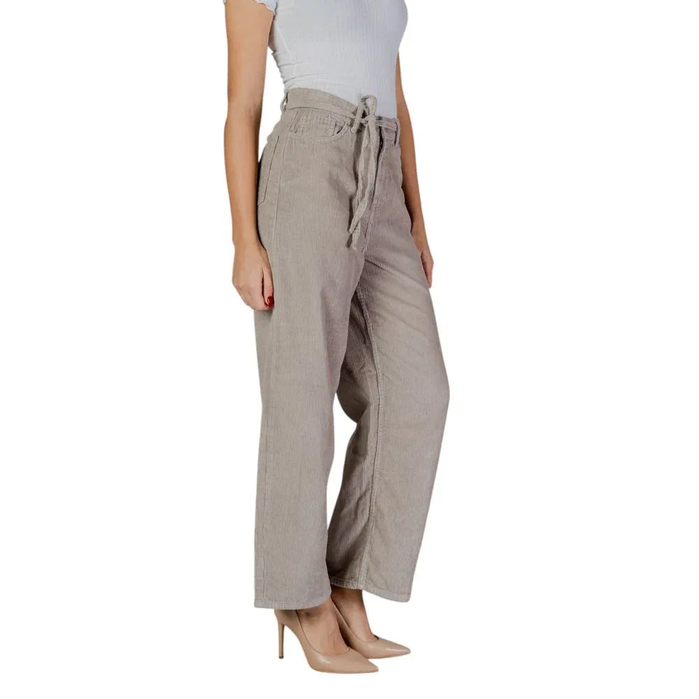 Only Beige Cotton Casual Pants - Zeiniez