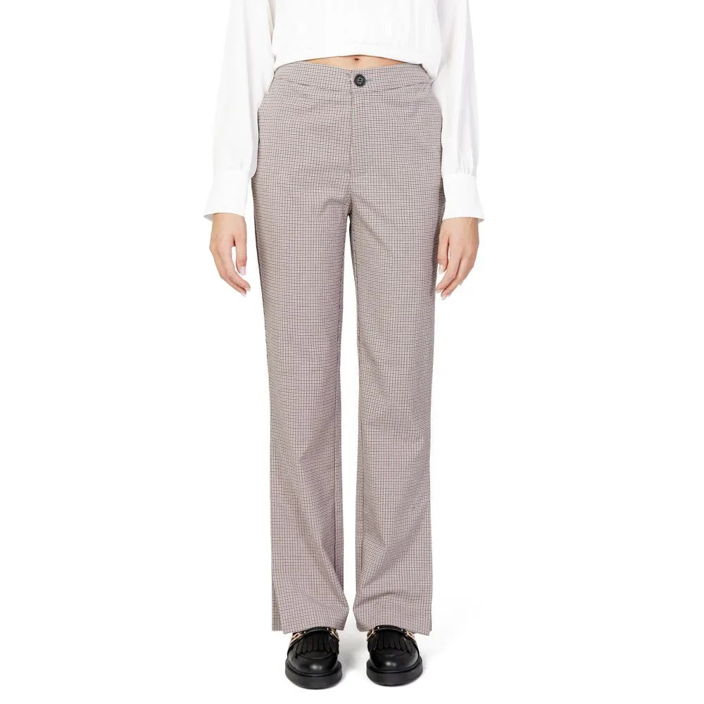 Only Beige Polyester Flared Pants - Zeiniez