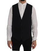 Dolce & Gabbana Black STAFF Wool Striped Vest - Zeiniez