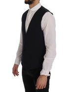 Dolce & Gabbana Black STAFF Wool Striped Vest - Zeiniez
