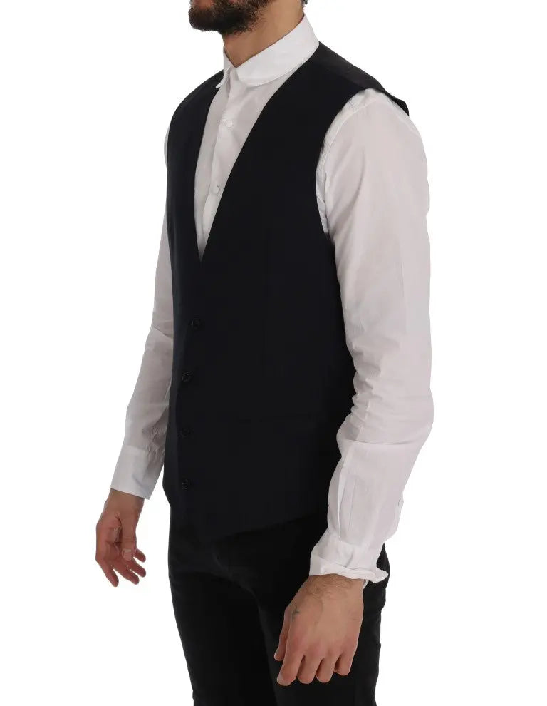 Dolce & Gabbana Black STAFF Wool Striped Vest - Zeiniez