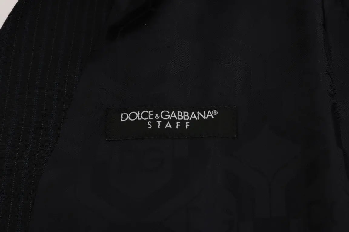 Dolce & Gabbana Black STAFF Wool Striped Vest - Zeiniez