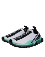 Dolce & Gabbana White Blue Sorrento Slip On Sneakers Shoes - Zeiniez