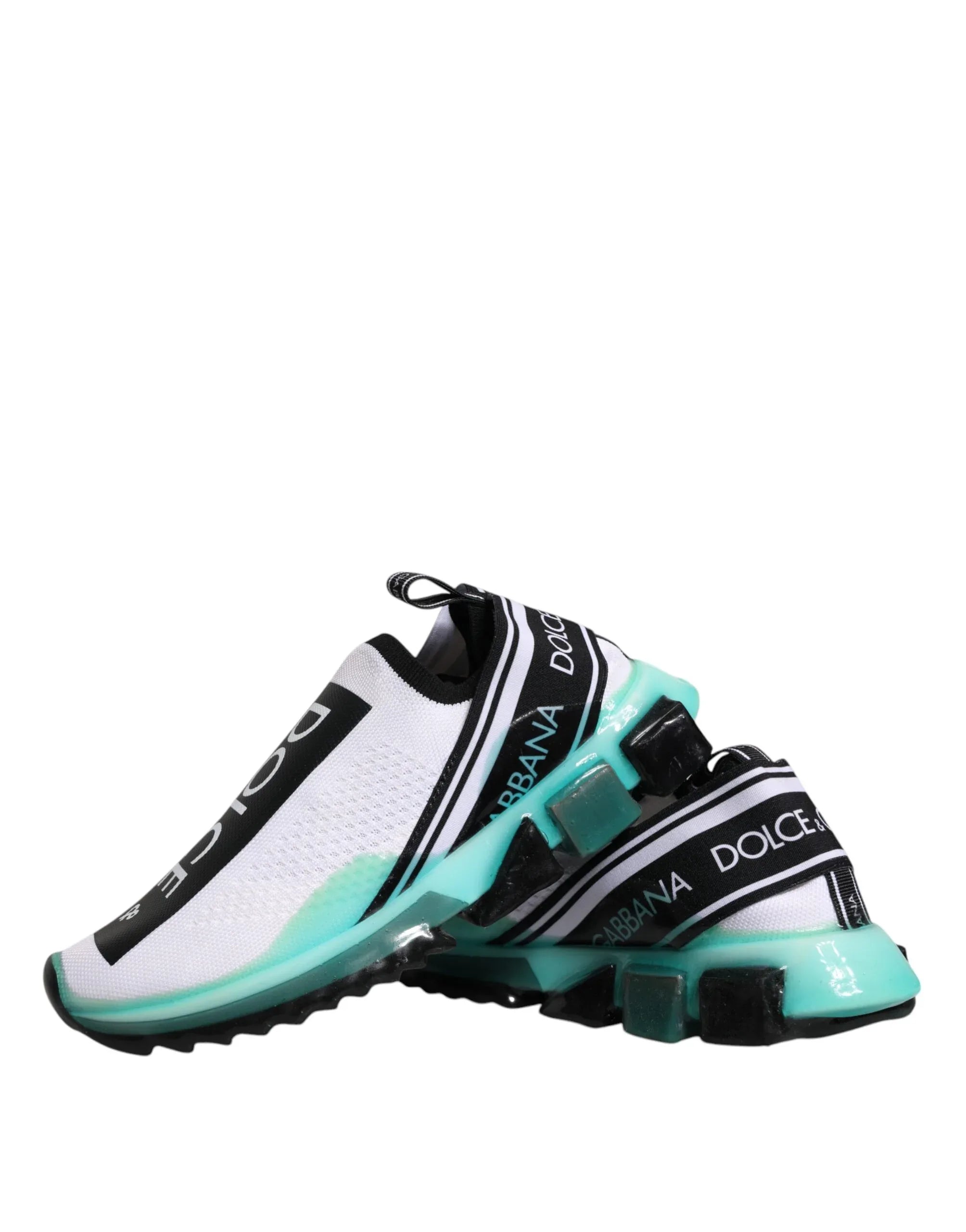 Dolce & Gabbana White Blue Sorrento Slip On Sneakers Shoes - Zeiniez