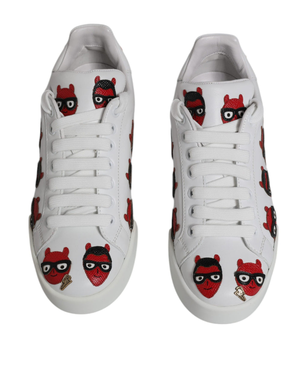 Dolce & Gabbana White Devil Face Portofino Sneakers Shoes - Zeiniez