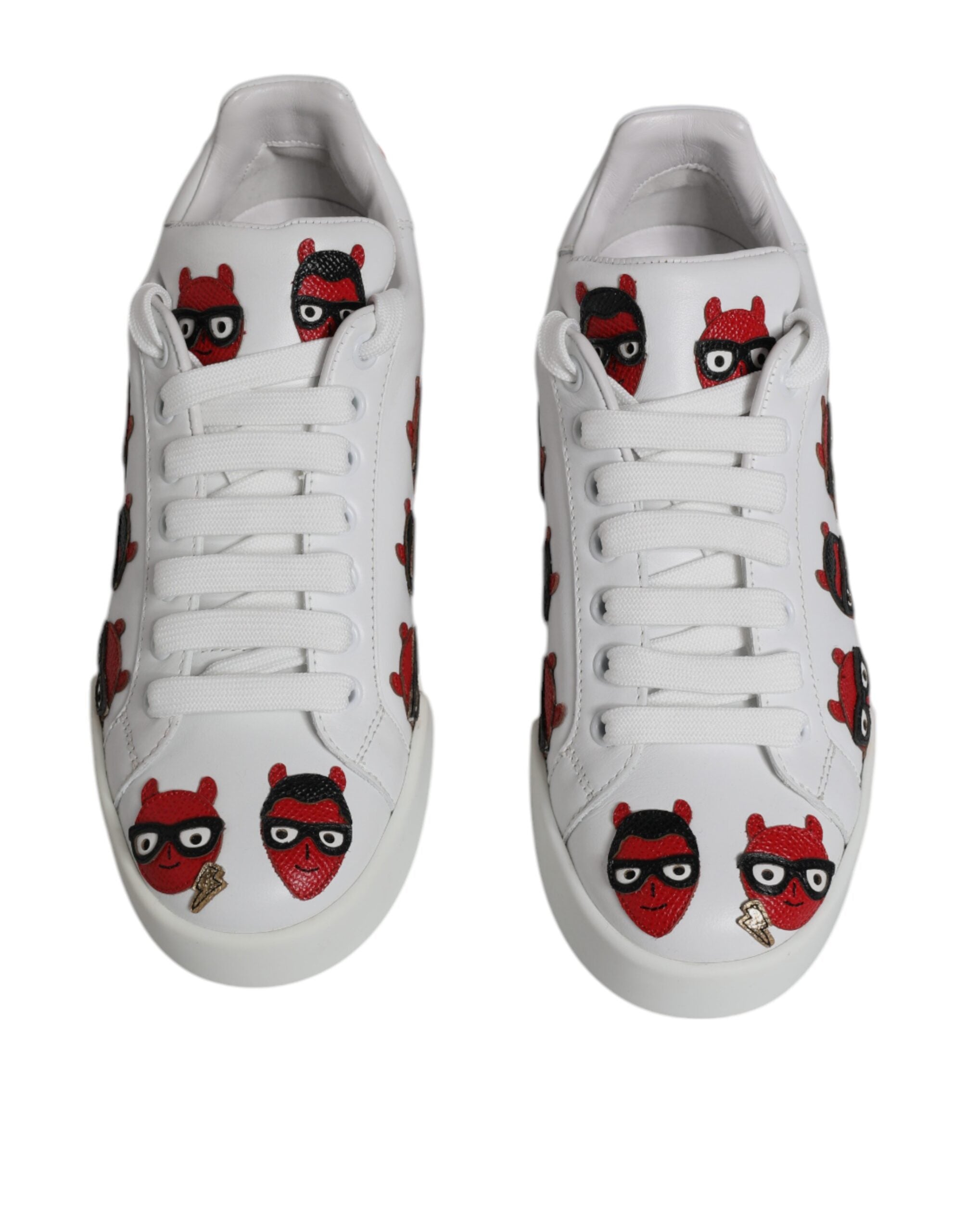 Dolce & Gabbana White Devil Face Portofino Sneakers Shoes - Zeiniez