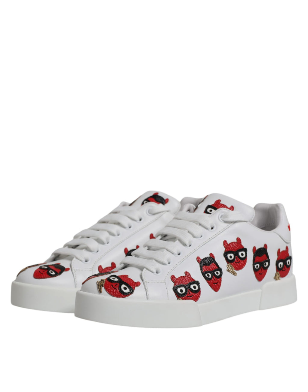 Dolce & Gabbana White Devil Face Portofino Sneakers Shoes - Zeiniez