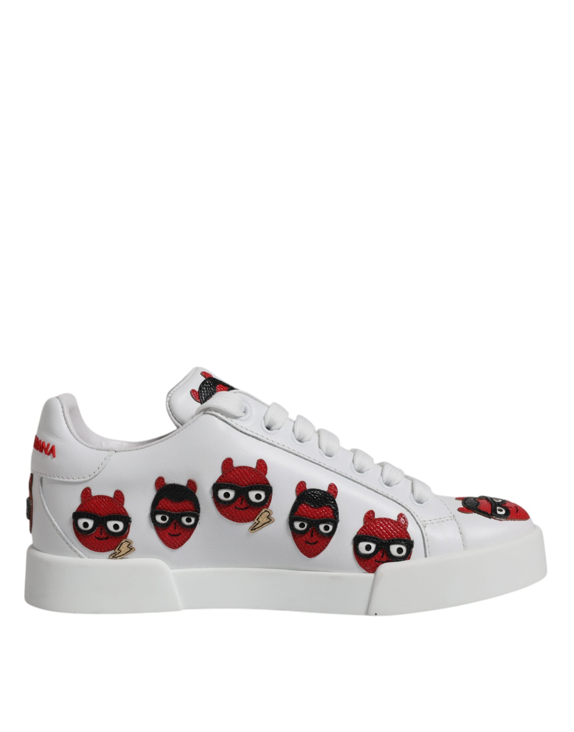 Dolce & Gabbana White Devil Face Portofino Sneakers Shoes - Zeiniez