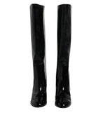 Dolce & Gabbana Black Patent Leather Vally High Boots Shoes - Zeiniez