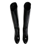 Dolce & Gabbana Black Patent Leather Vally High Boots Shoes - Zeiniez