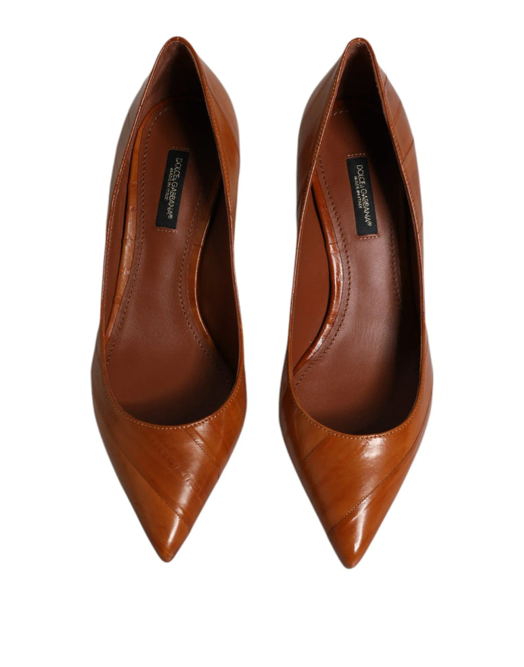 Dolce & Gabbana Brown Leather Kitten Heels Pumps Shoes - Zeiniez