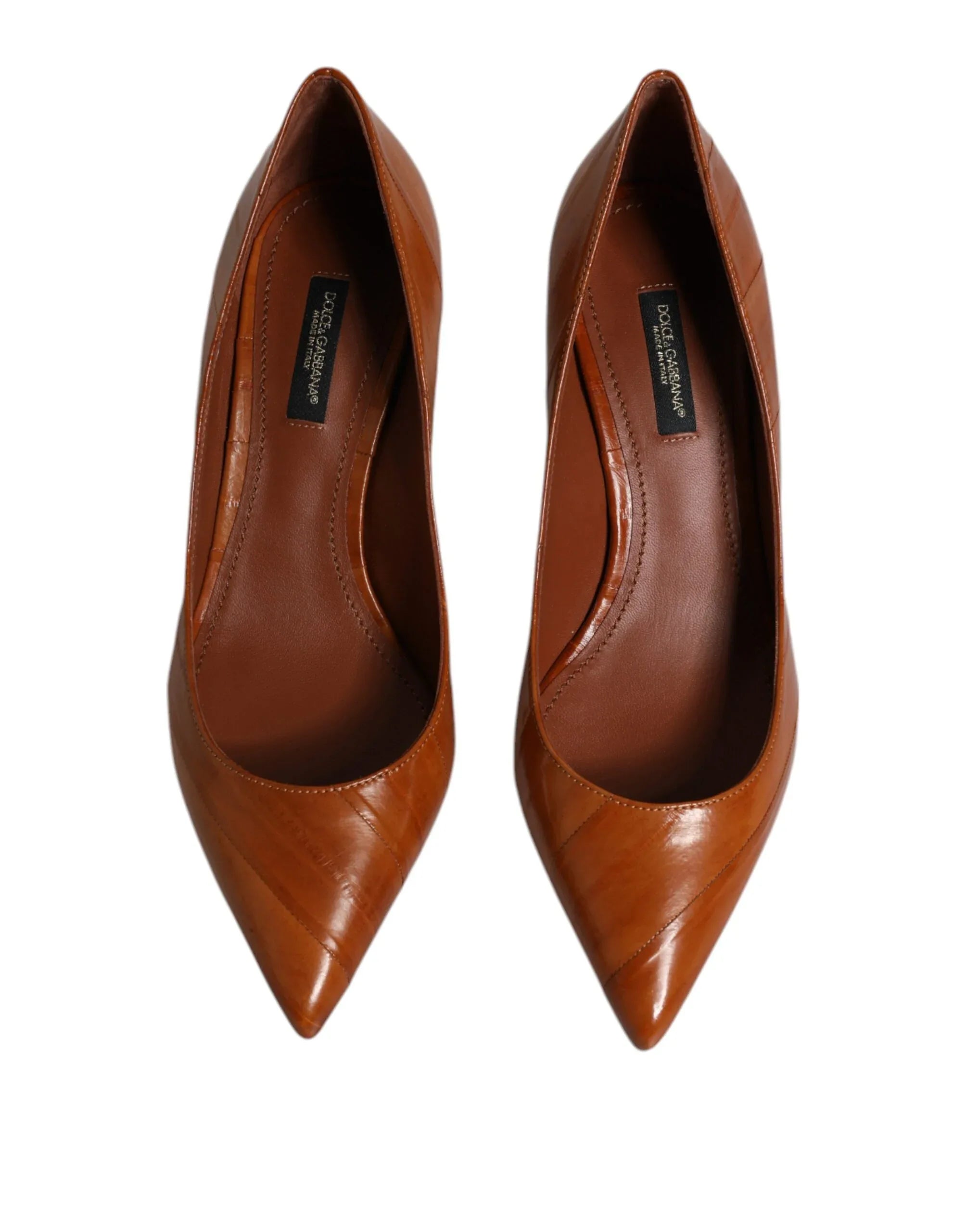Dolce & Gabbana Brown Leather Kitten Heels Pumps Shoes - Zeiniez