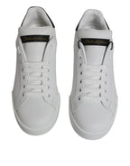 Dolce & Gabbana White Leather Classic Low Top Sneakers Shoes - Zeiniez