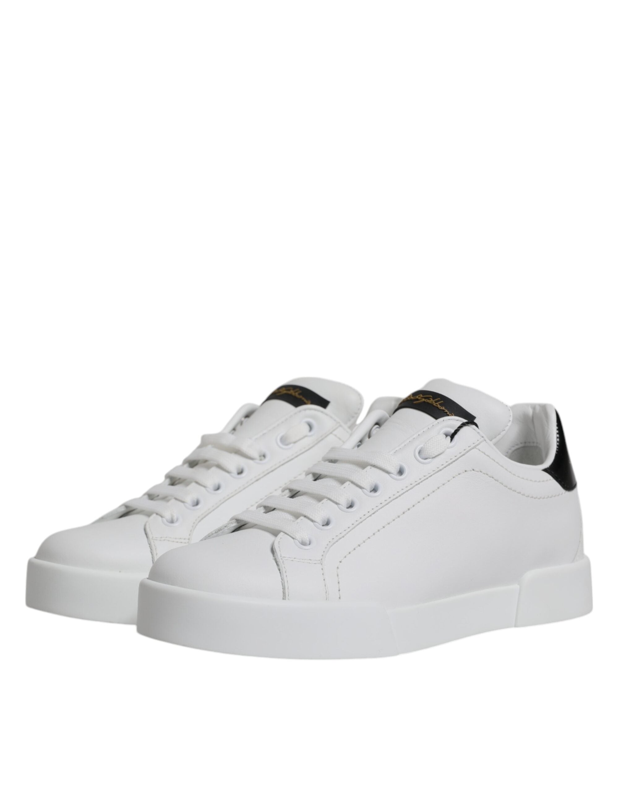 Dolce & Gabbana White Leather Classic Low Top Sneakers Shoes - Zeiniez