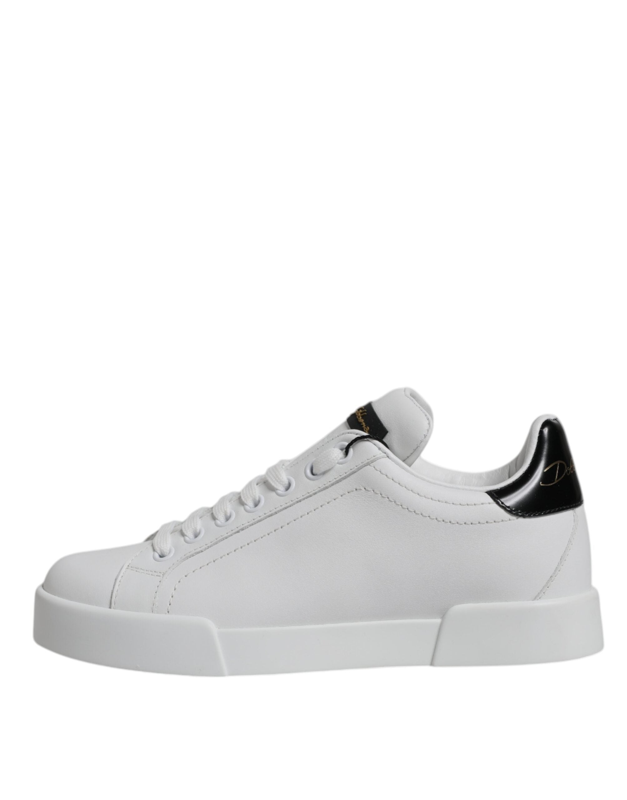 Dolce & Gabbana White Leather Classic Low Top Sneakers Shoes - Zeiniez