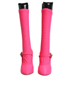 Dolce & Gabbana Pink Nylon Crystal Vally High Boots Shoes - Zeiniez