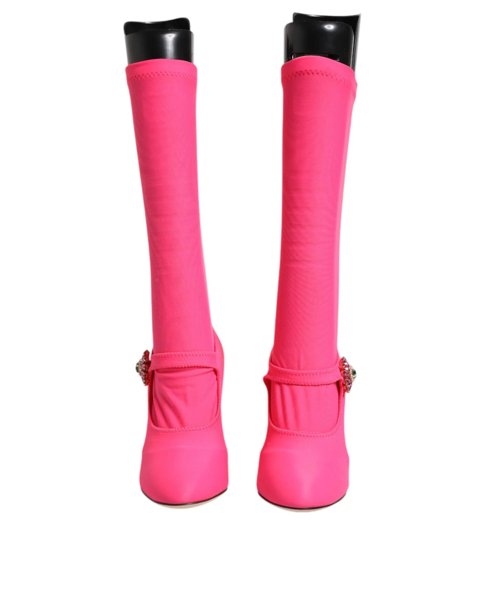 Dolce & Gabbana Pink Nylon Crystal Vally High Boots Shoes - Zeiniez
