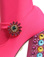 Dolce & Gabbana Pink Nylon Crystal Vally High Boots Shoes - Zeiniez