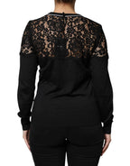 Dolce & Gabbana Black Floral Lace Silk Pullover Blouse Top - Zeiniez