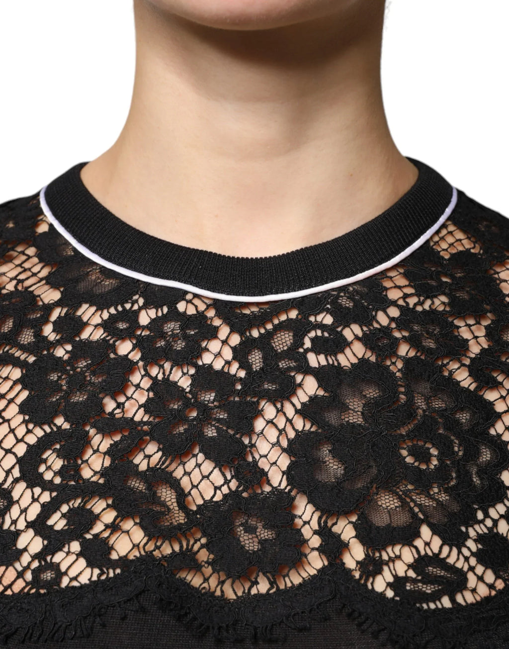Dolce & Gabbana Black Floral Lace Silk Pullover Blouse Top - Zeiniez