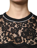Dolce & Gabbana Black Floral Lace Silk Pullover Blouse Top - Zeiniez