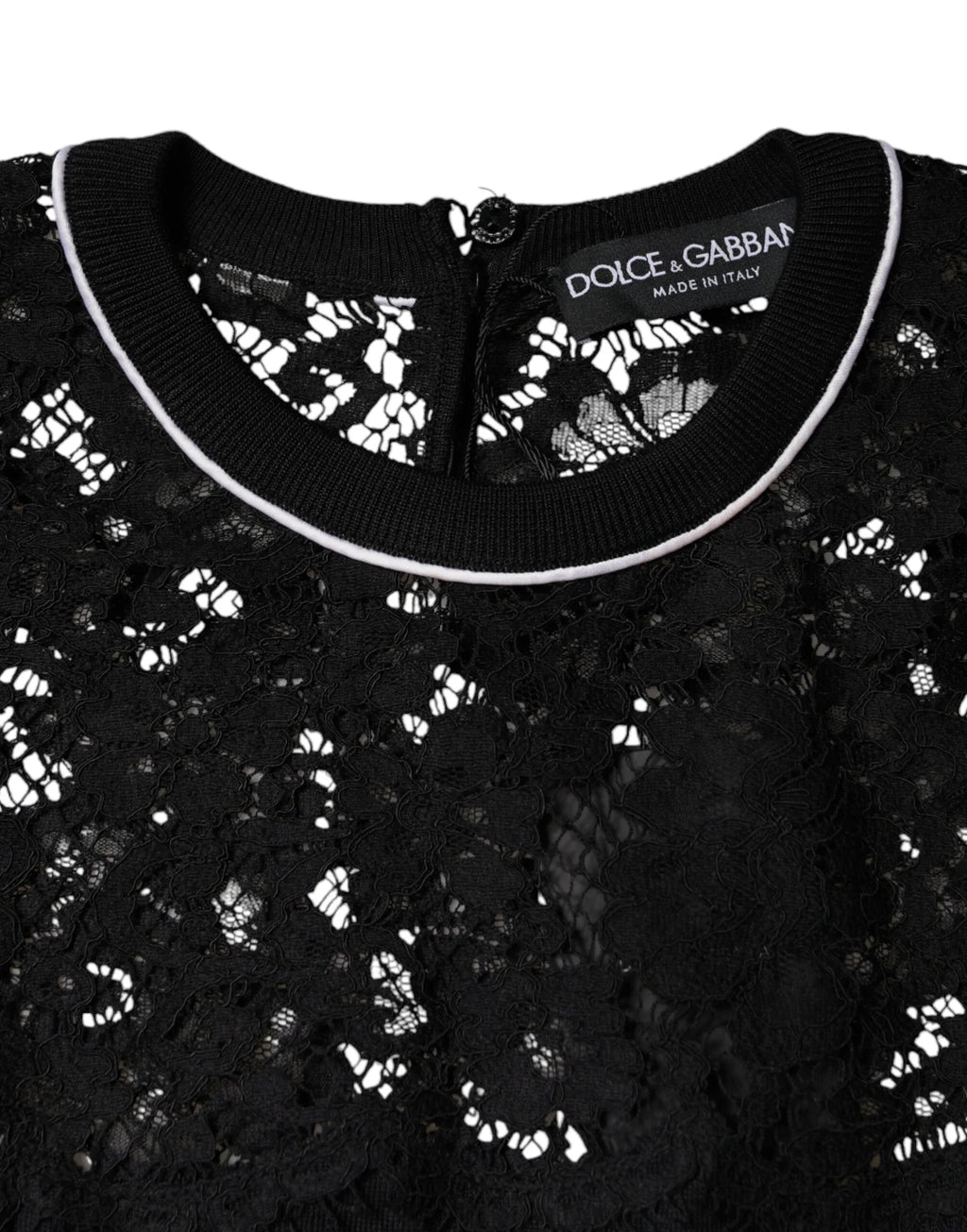 Dolce & Gabbana Black Floral Lace Silk Pullover Blouse Top - Zeiniez