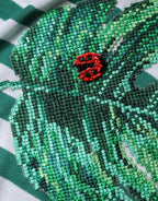 Dolce & Gabbana White Green Stripe Leaf Crew Neck T-shirt - Zeiniez