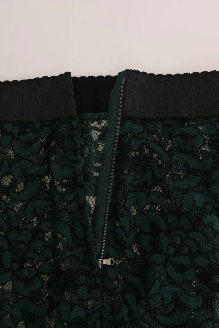 Dolce & Gabbana Green Floral Lace Leggings Pants - Zeiniez