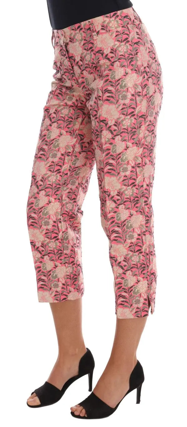 Dolce & Gabbana Pink Floral Brocade Capri Pants - Zeiniez