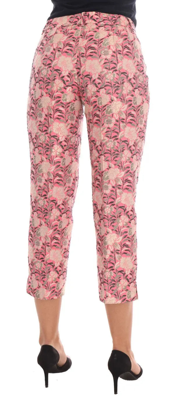 Dolce & Gabbana Pink Floral Brocade Capri Pants - Zeiniez