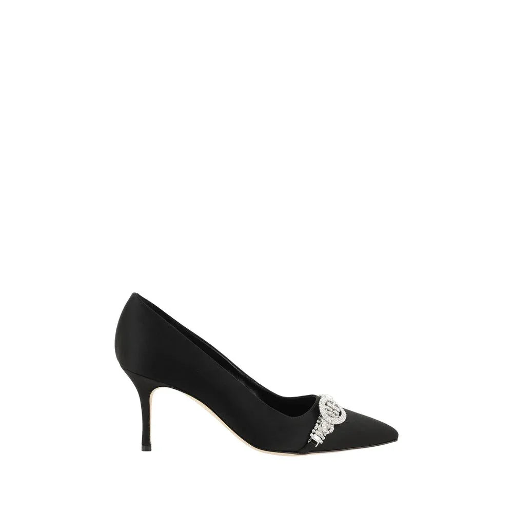 Manolo Blahnik Black Asapump Satin Pumps - Zeiniez