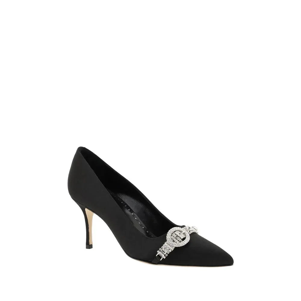 Manolo Blahnik Black Asapump Satin Pumps - Zeiniez