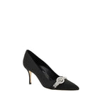 Manolo Blahnik Black Asapump Satin Pumps - Zeiniez