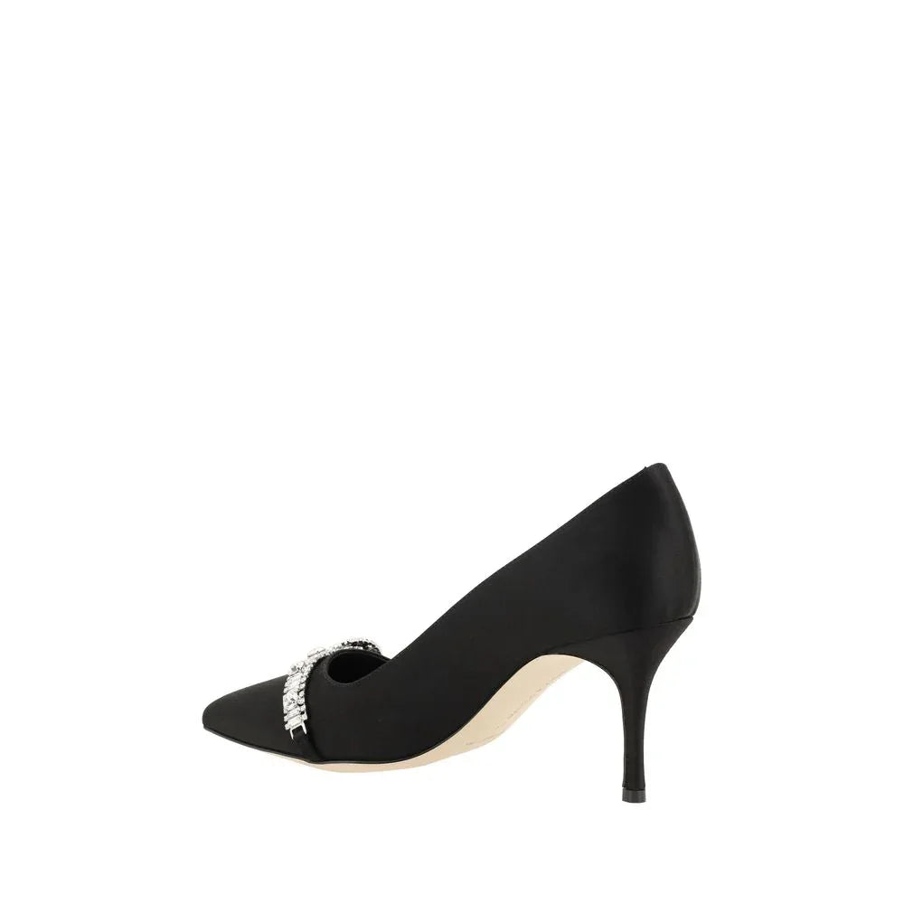 Manolo Blahnik Black Asapump Satin Pumps - Zeiniez