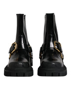 Dolce & Gabbana Black Leather Slip On Stretch Trekking Boots Shoes - Zeiniez