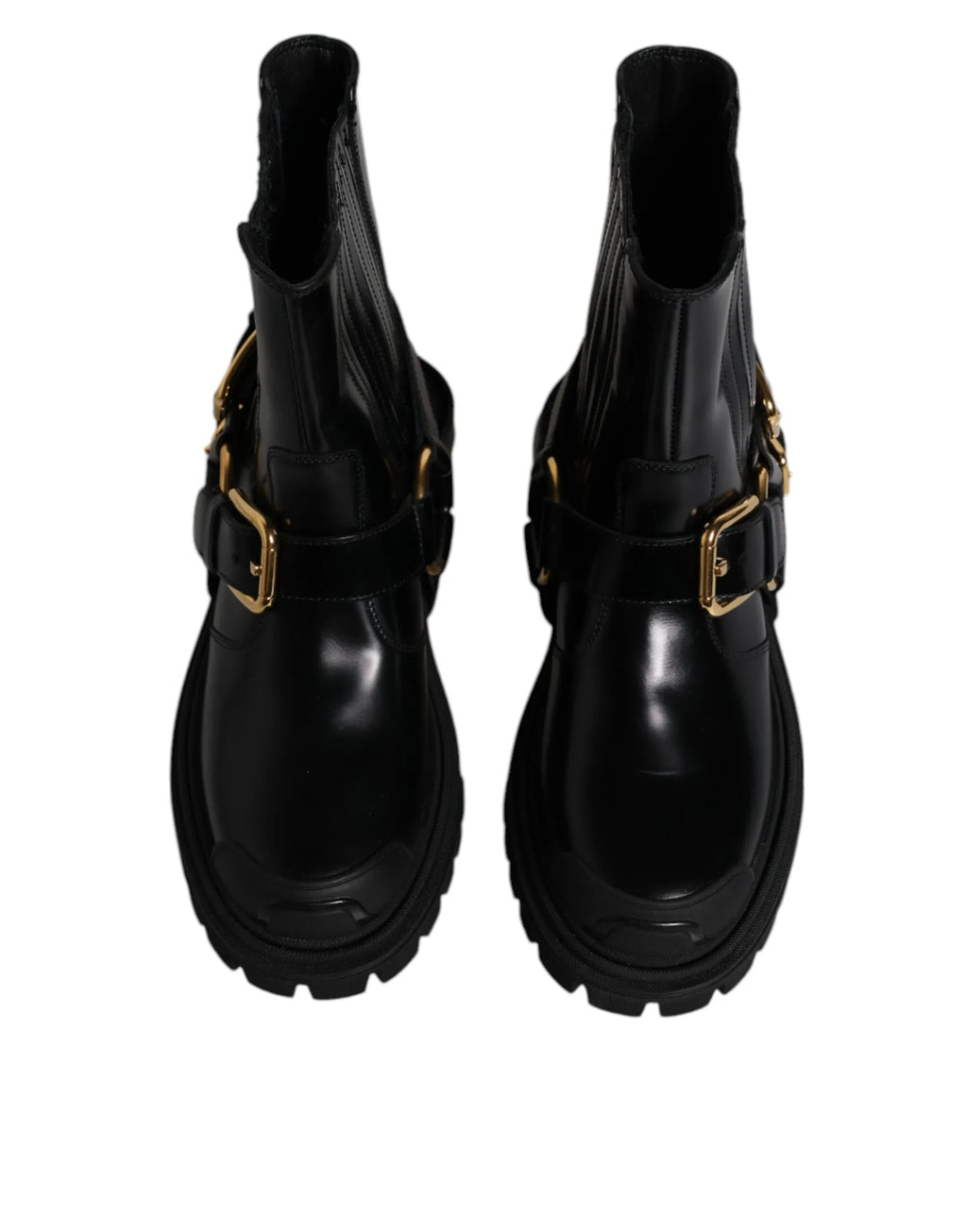 Dolce & Gabbana Black Leather Slip On Stretch Trekking Boots Shoes - Zeiniez