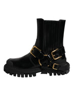 Dolce & Gabbana Black Leather Slip On Stretch Trekking Boots Shoes - Zeiniez