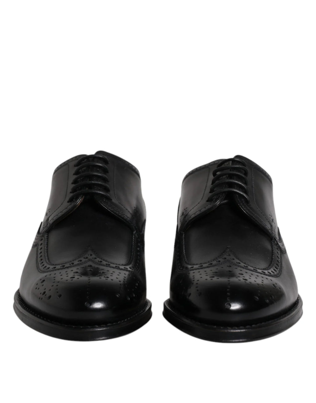 Dolce & Gabbana Black Leather Derby Wingtip Formal Shoes - Zeiniez