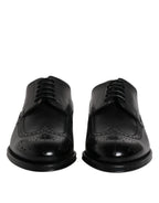 Dolce & Gabbana Black Leather Derby Wingtip Formal Shoes - Zeiniez