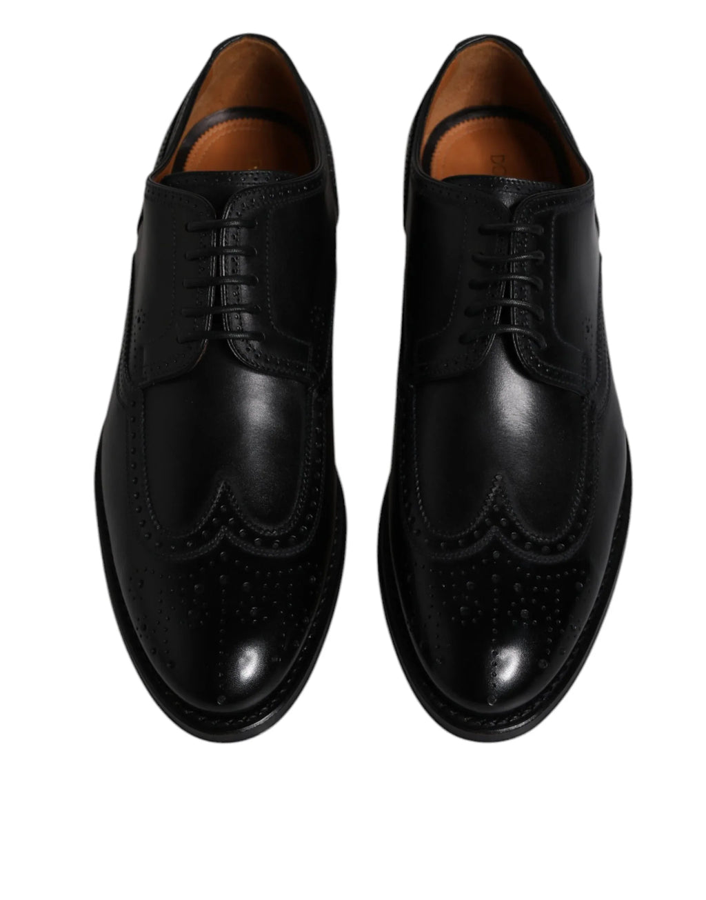 Dolce & Gabbana Black Leather Derby Wingtip Formal Shoes - Zeiniez