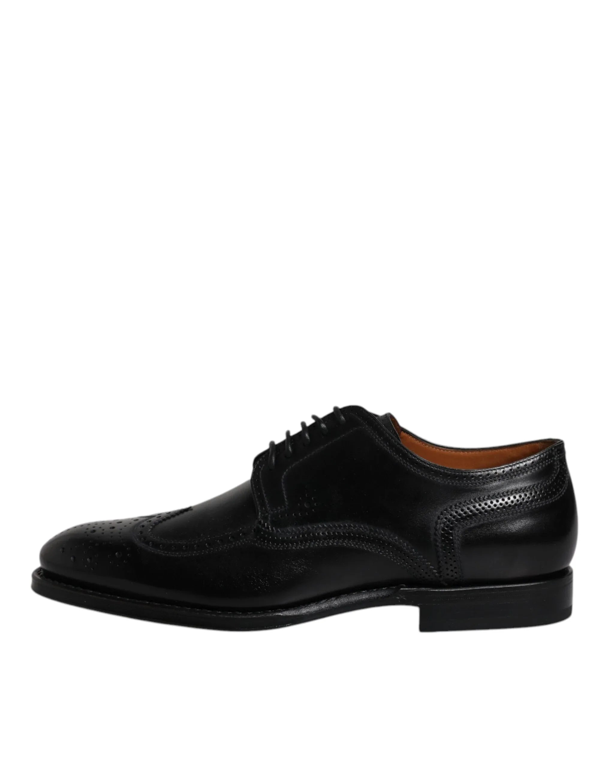 Dolce & Gabbana Black Leather Derby Wingtip Formal Shoes - Zeiniez