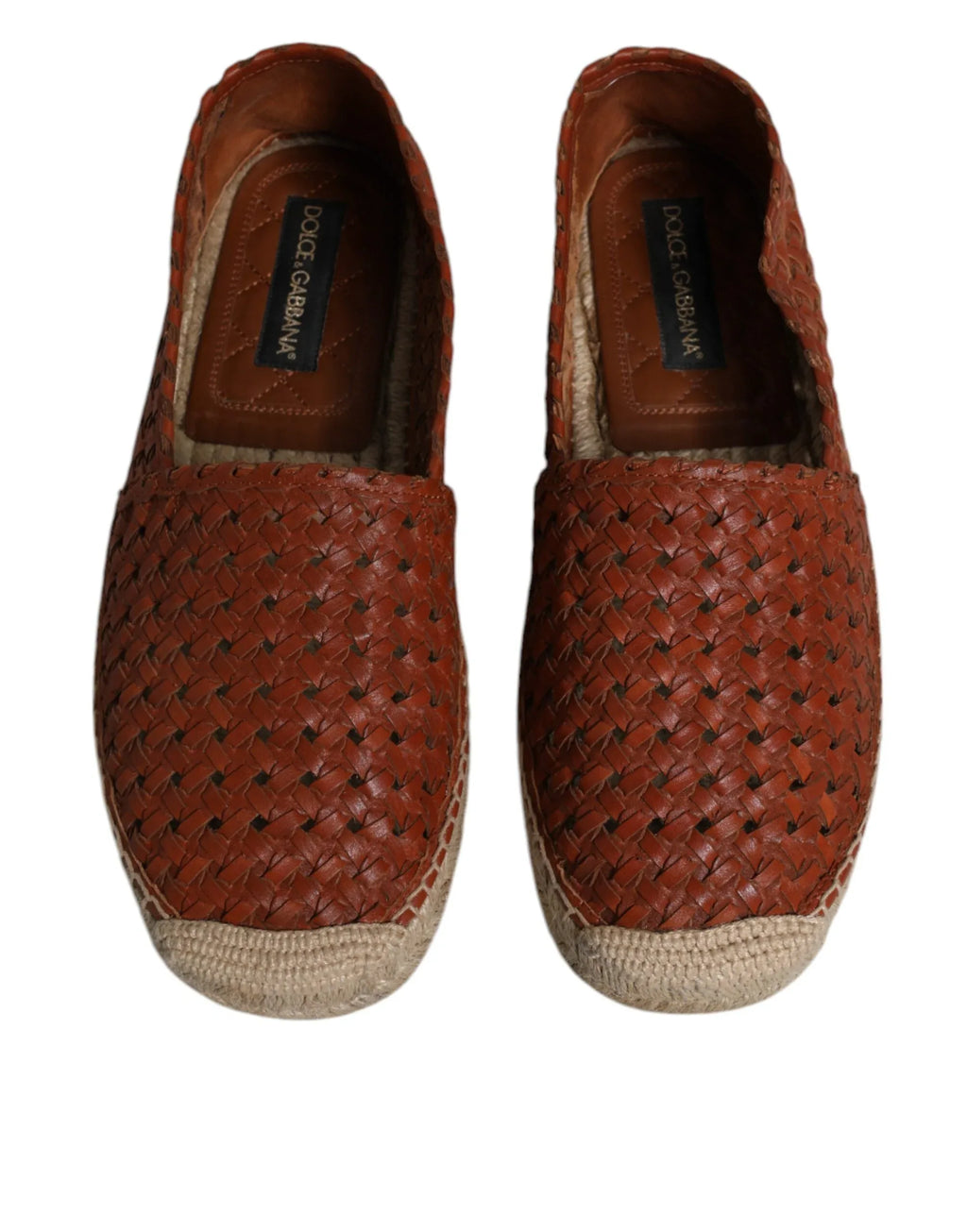 Dolce & Gabbana Maroon Woven Leather Men Espadrille Shoes - Zeiniez