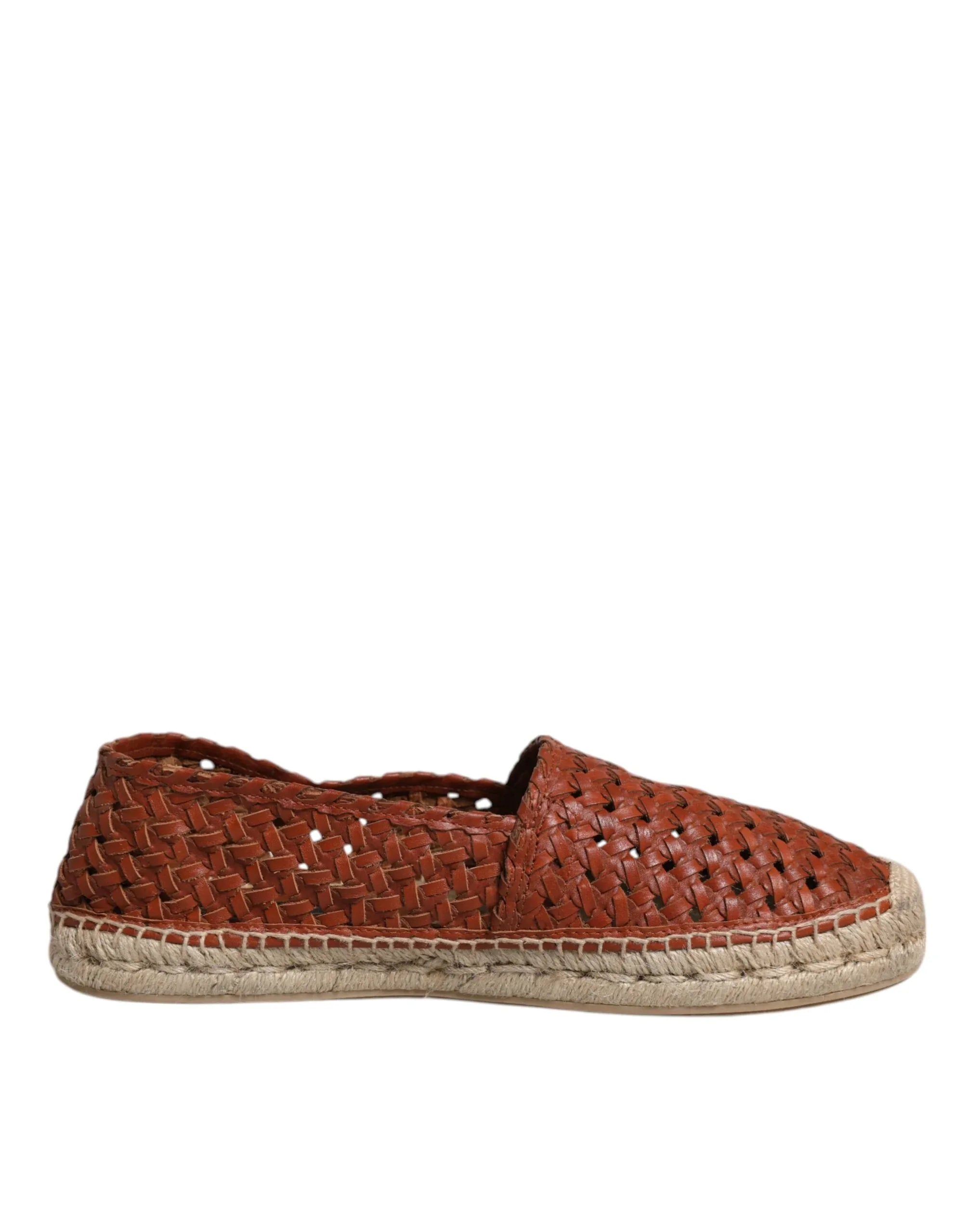 Dolce & Gabbana Maroon Woven Leather Men Espadrille Shoes - Zeiniez