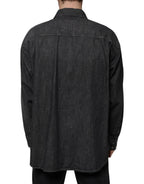 Dolce & Gabbana Black Logo Cotton Button Down Denim Shirt - Zeiniez
