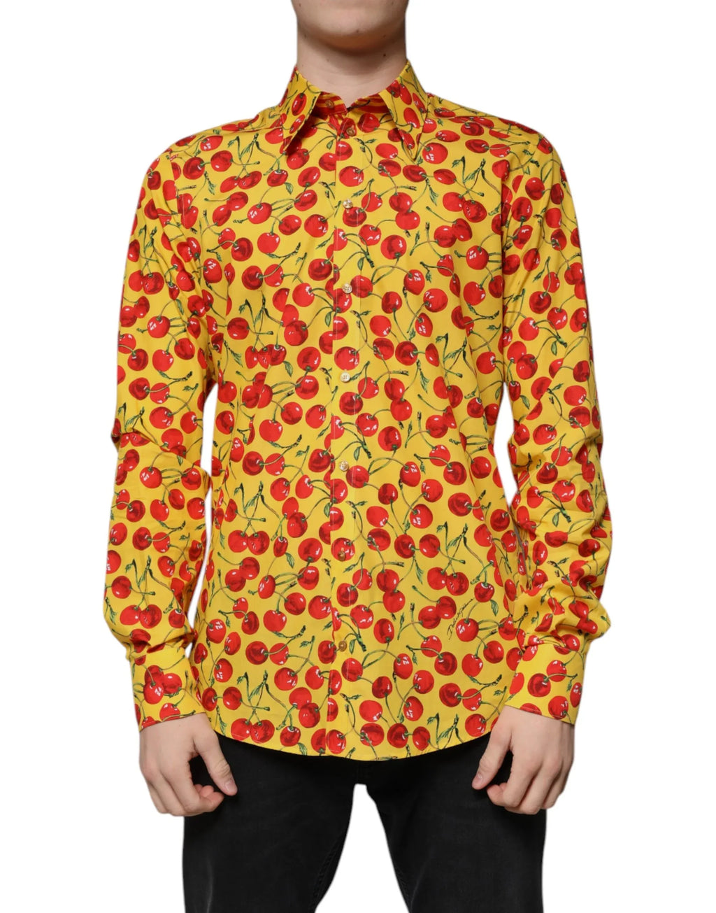 Dolce & Gabbana Yellow Cherry Cotton MARTINI Dress Shirt - Zeiniez