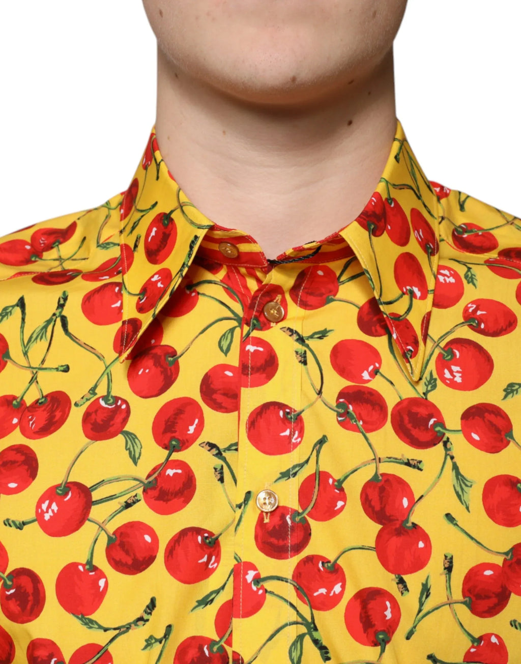 Dolce & Gabbana Yellow Cherry Cotton MARTINI Dress Shirt - Zeiniez