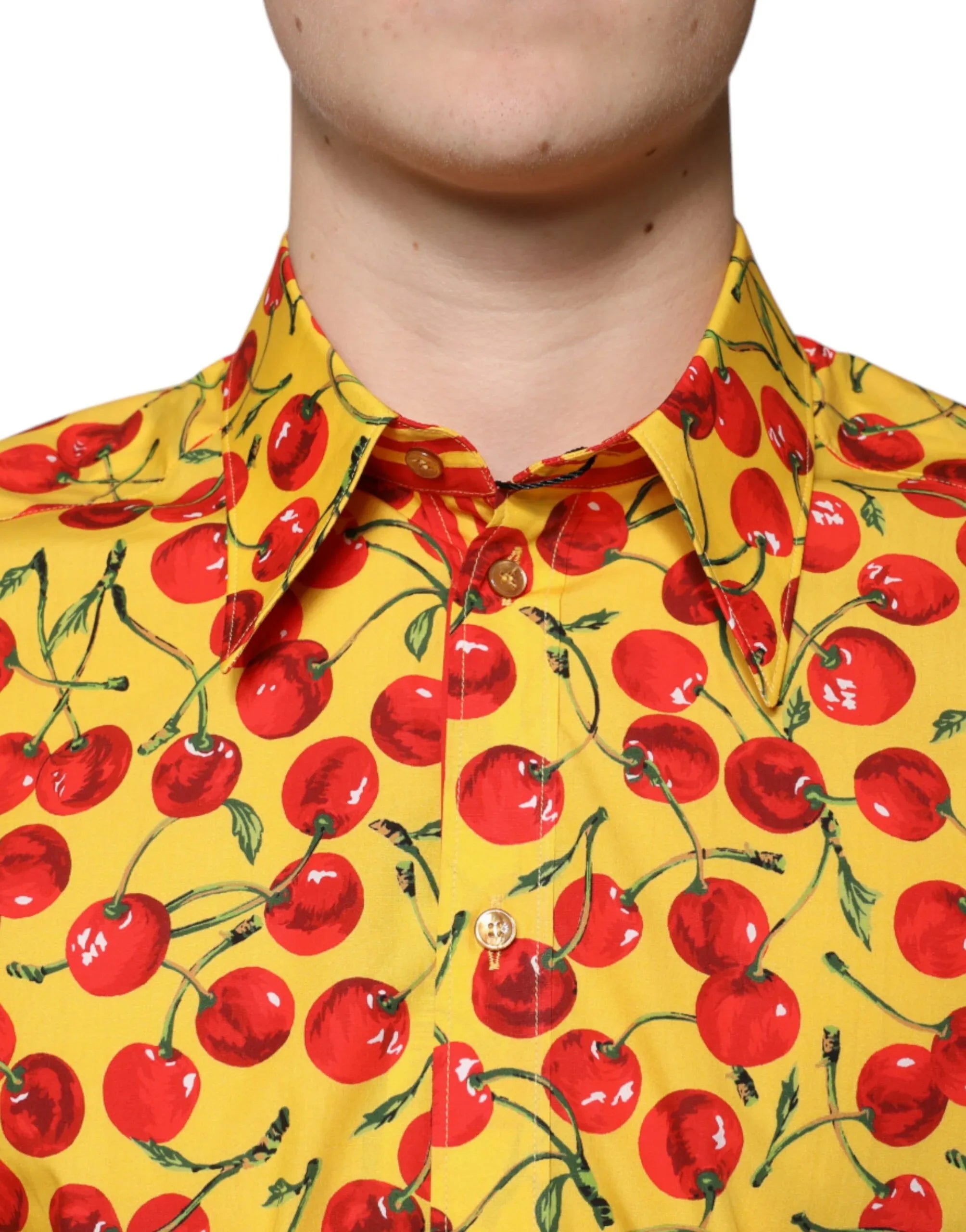 Dolce & Gabbana Yellow Cherry Cotton MARTINI Dress Shirt - Zeiniez
