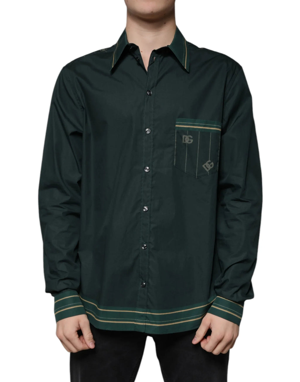 Dolce & Gabbana Green Logo Long Sleeve MARTINI Casual Shirt - Zeiniez