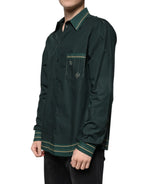 Dolce & Gabbana Green Logo Long Sleeve MARTINI Casual Shirt - Zeiniez