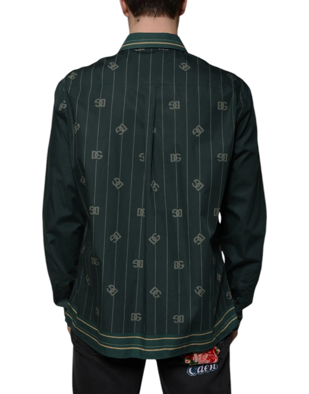 Dolce & Gabbana Green Logo Long Sleeve MARTINI Casual Shirt - Zeiniez